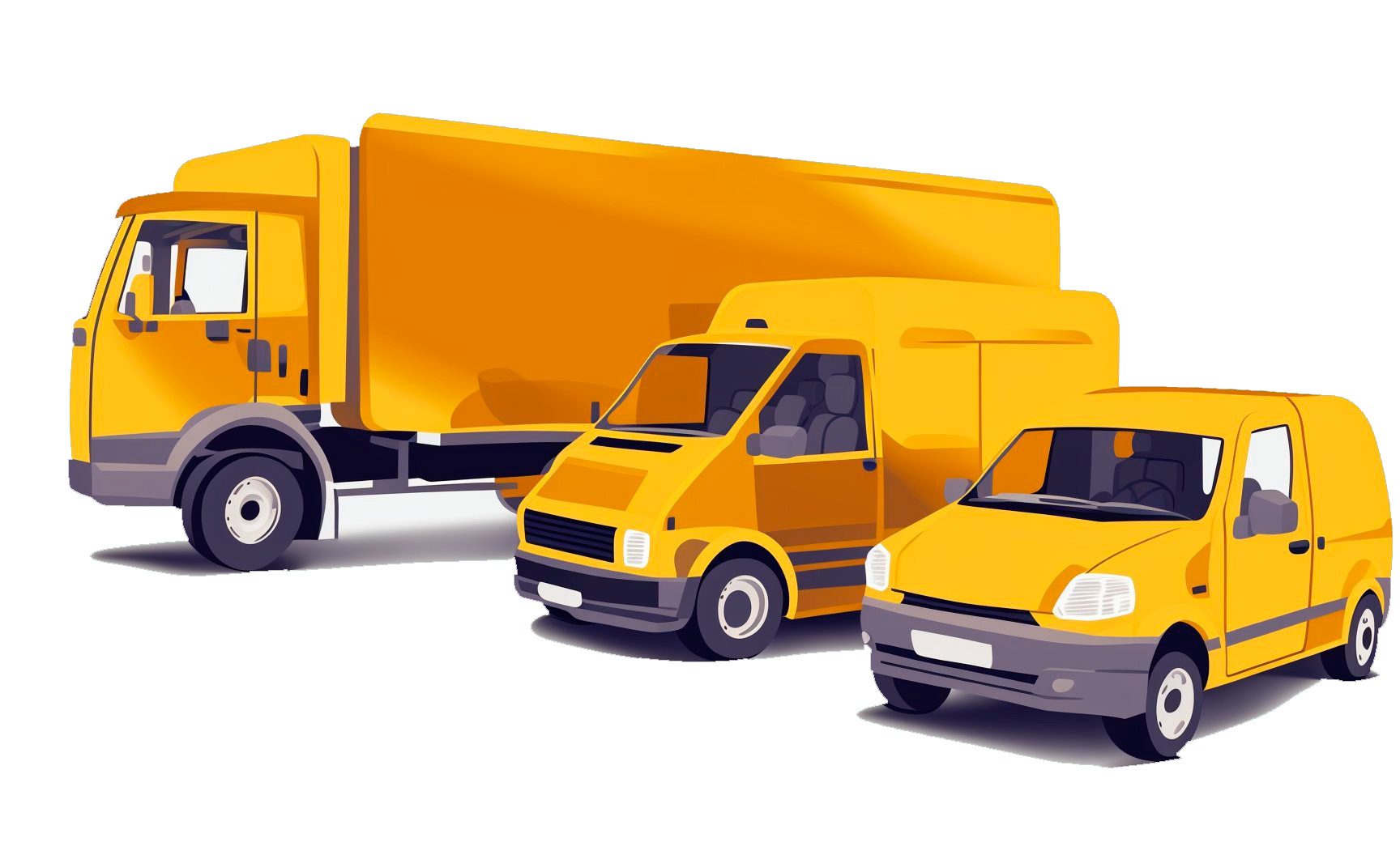 00024-639090413-(Vector image_1.3) of medium and small trucks in a cargo taxi,(Flat style_1.3),Illustration,Behance